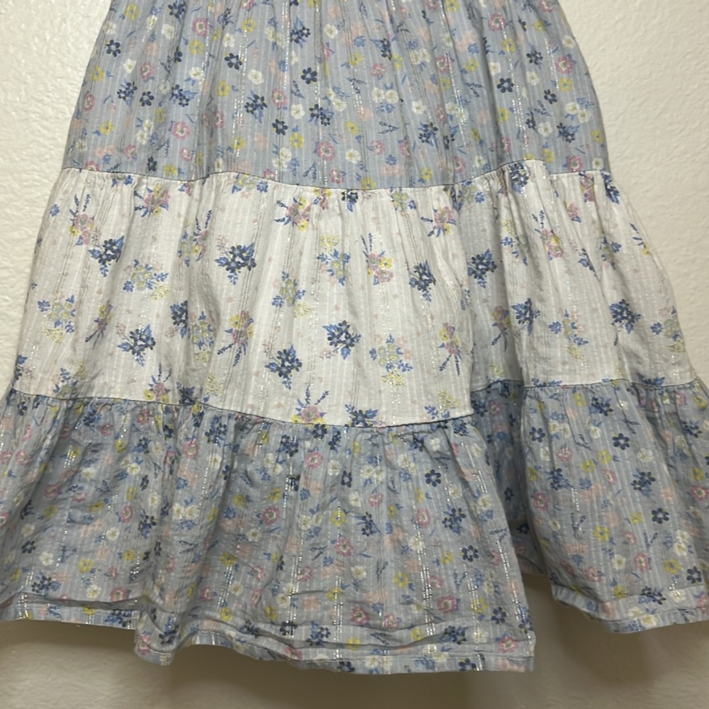 Joie dress girls size 4T floral blue white metallic girly tiered - Picture 4 of 10